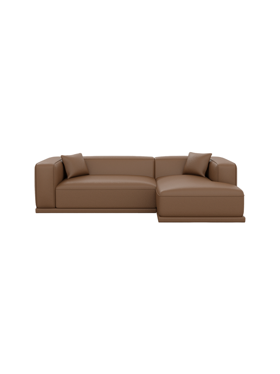 
4-Sitzer Design Echtleder Ecksofa „Bellara“ - Echtleder Beige / Eckteil rechts