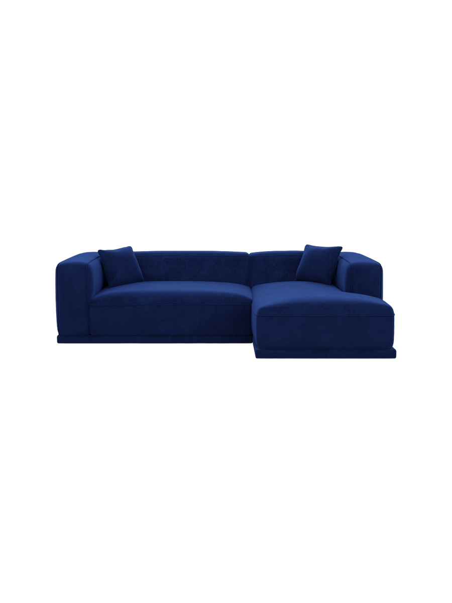 
4-Sitzer Design Ecksofa „Bellara“ mit Samtbezug - Samtbezug Königsblau / Eckteil rechts