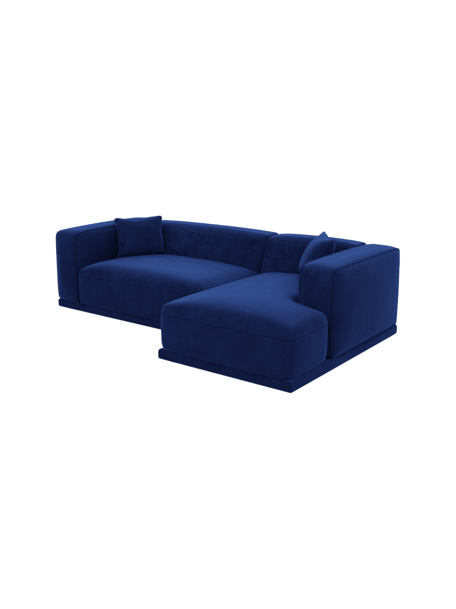 
4-Sitzer Design Ecksofa „Bellara“ mit Samtbezug - Samtbezug Königsblau / Eckteil rechts