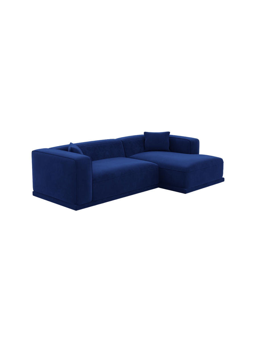 
4-Sitzer Design Ecksofa „Bellara“ mit Samtbezug - Samtbezug Königsblau / Eckteil rechts