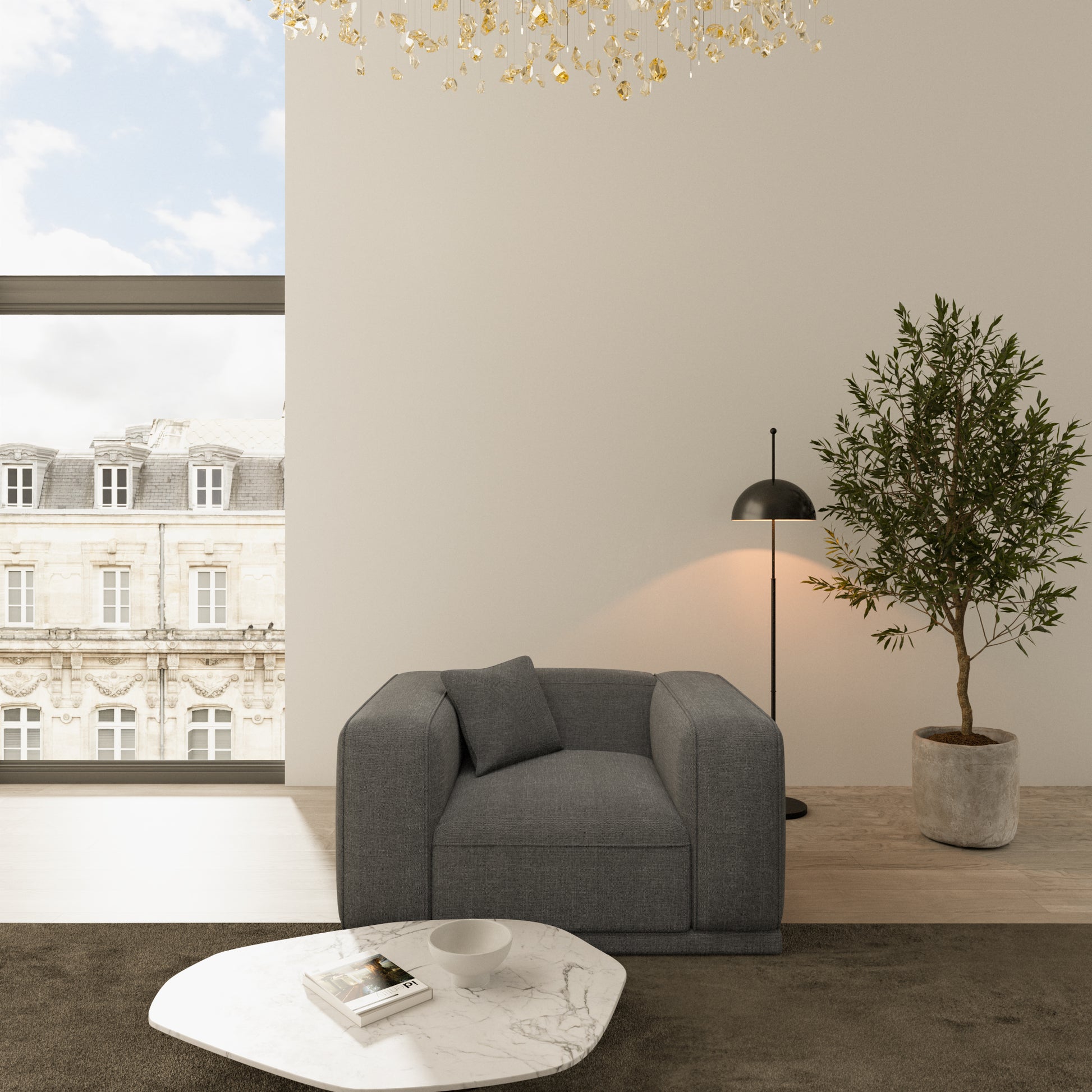 
Design Loungesessel „Bellara“ mit Strukturstoff-Bezug - Strukturstoff Anthrazit