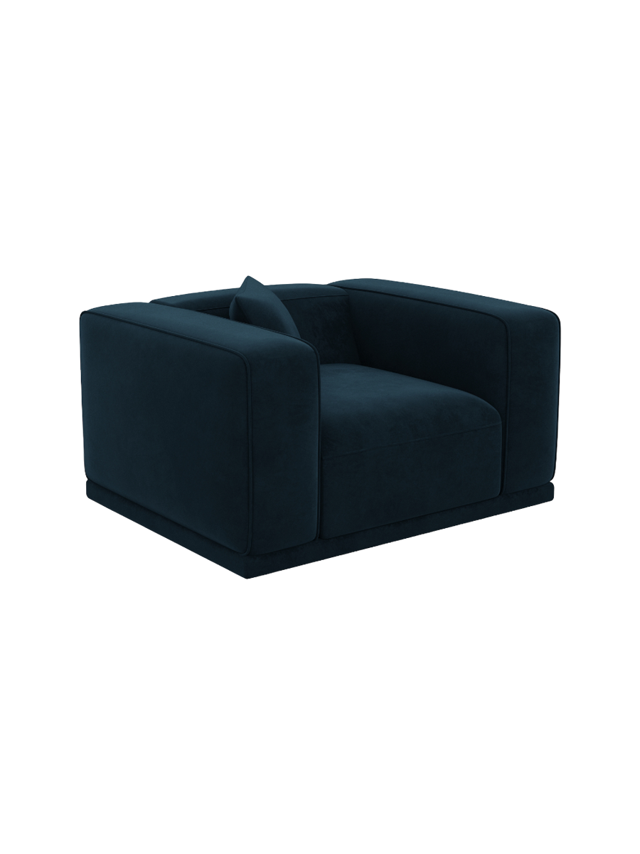 
Design Loungesessel „Bellara“ mit Samtbezug - Samtbezug Königsblau
