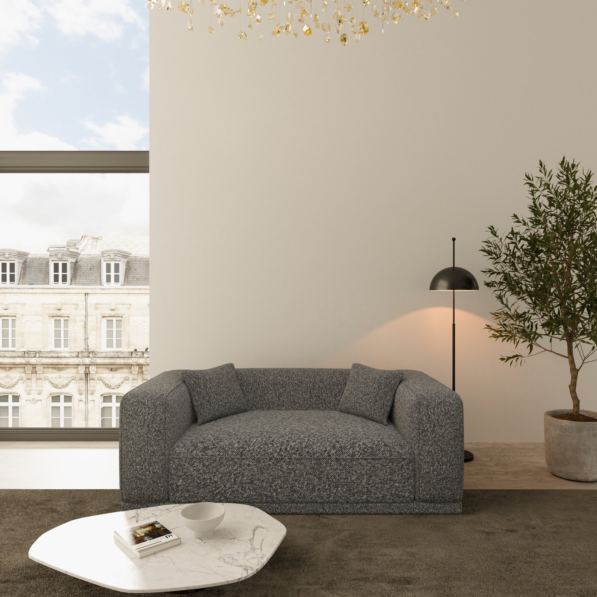 
2-Sitzer Design Sofa „Bellara“ mit Bouclé-Bezug - Bouclé Graphit