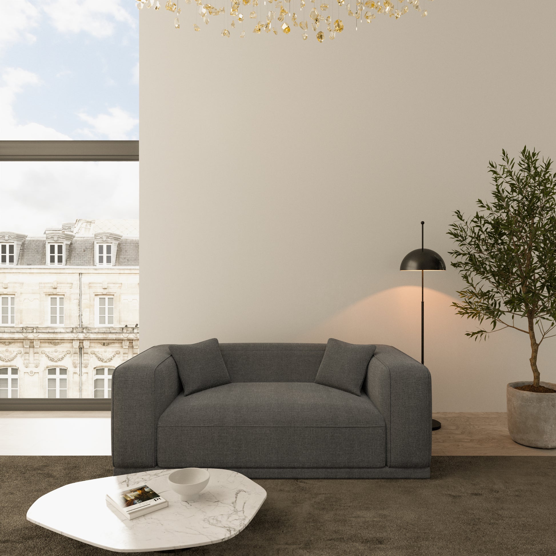 
2-Sitzer Design Sofa „Bellara“ mit Strukturstoff-Bezug - Strukturstoff Anthrazit