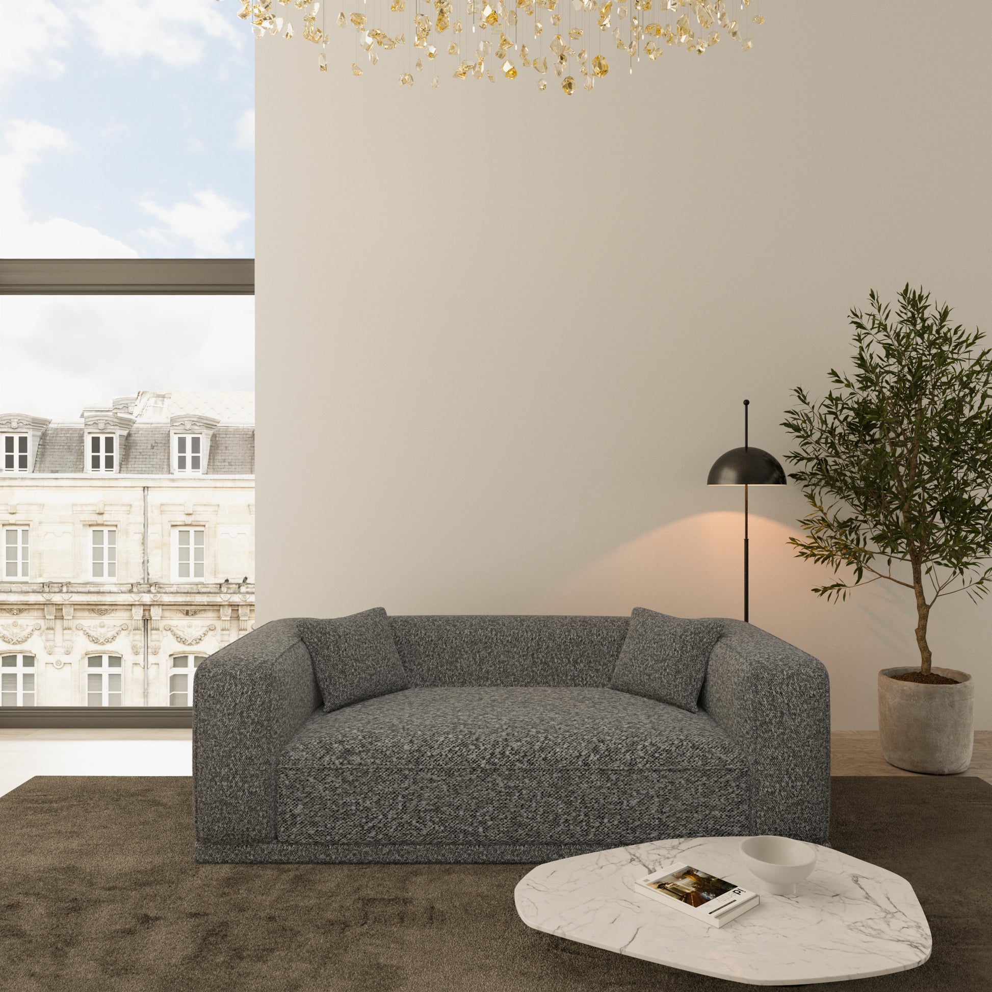 
3-Sitzer Design Sofa „Bellara“ mit Bouclé-Bezug - Bouclé Graphit