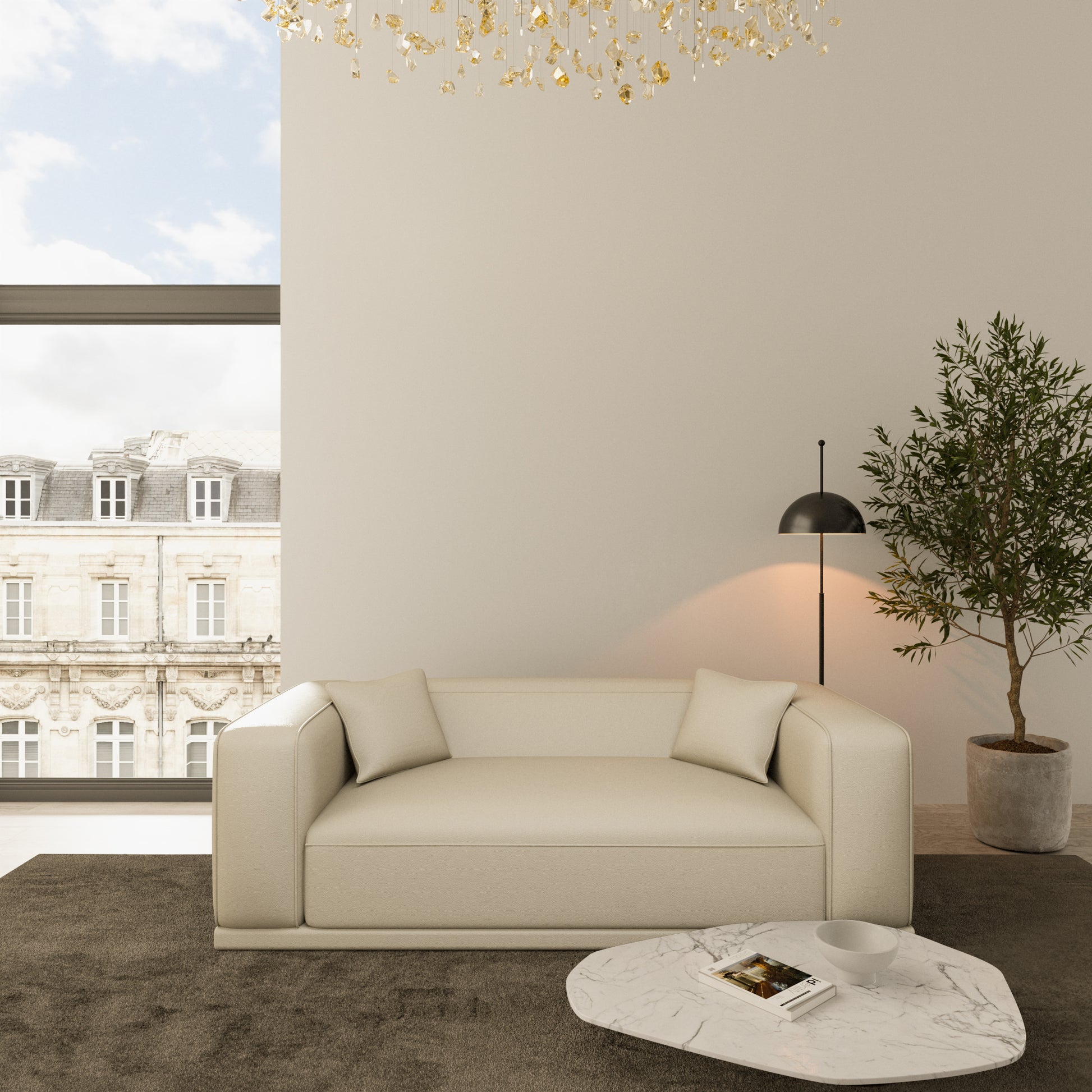 
3-Sitzer Design Echtleder Sofa „Bellara“ - Echtleder Beige