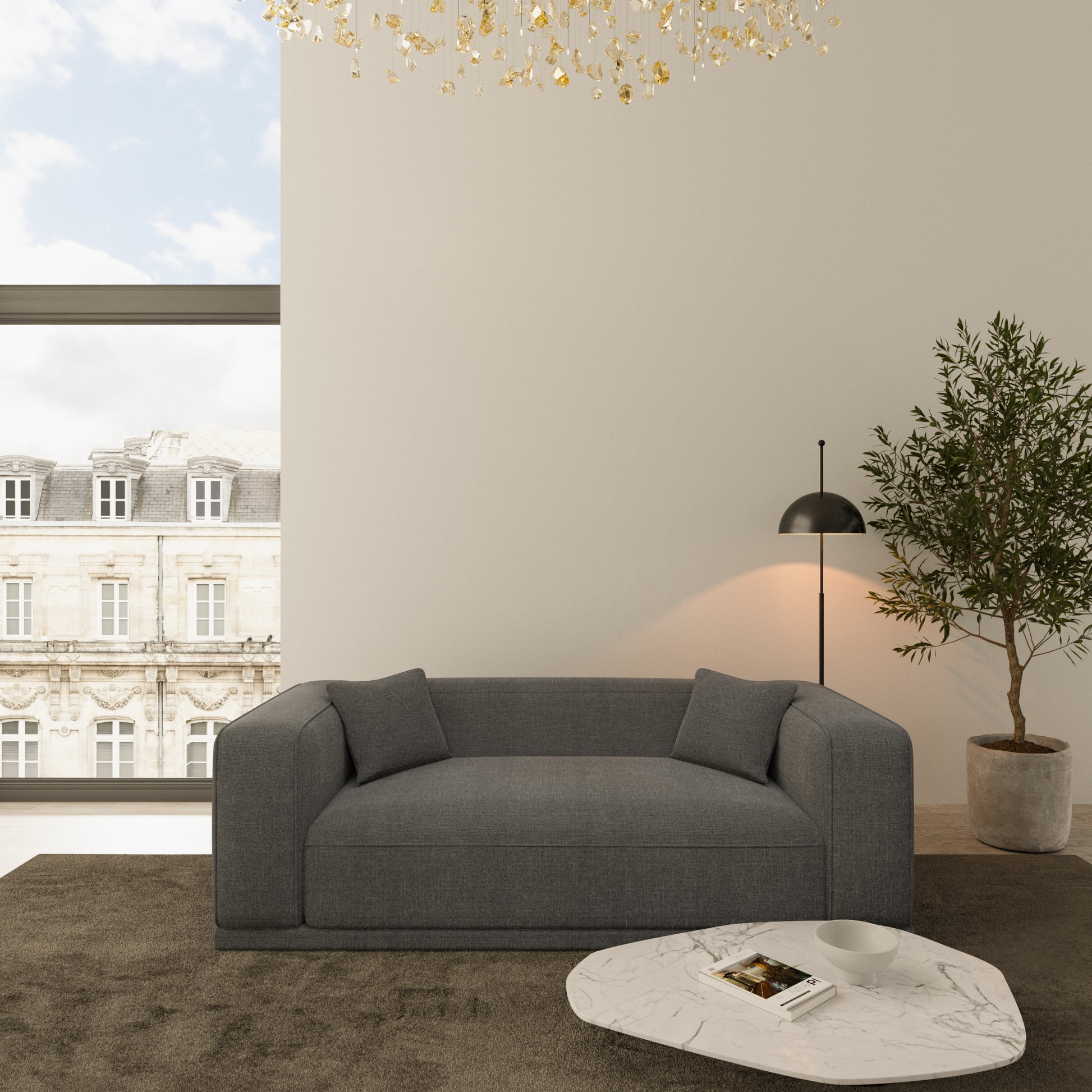 
3-Sitzer Design Sofa „Bellara“ mit Strukturstoff-Bezug - Strukturstoff Anthrazit