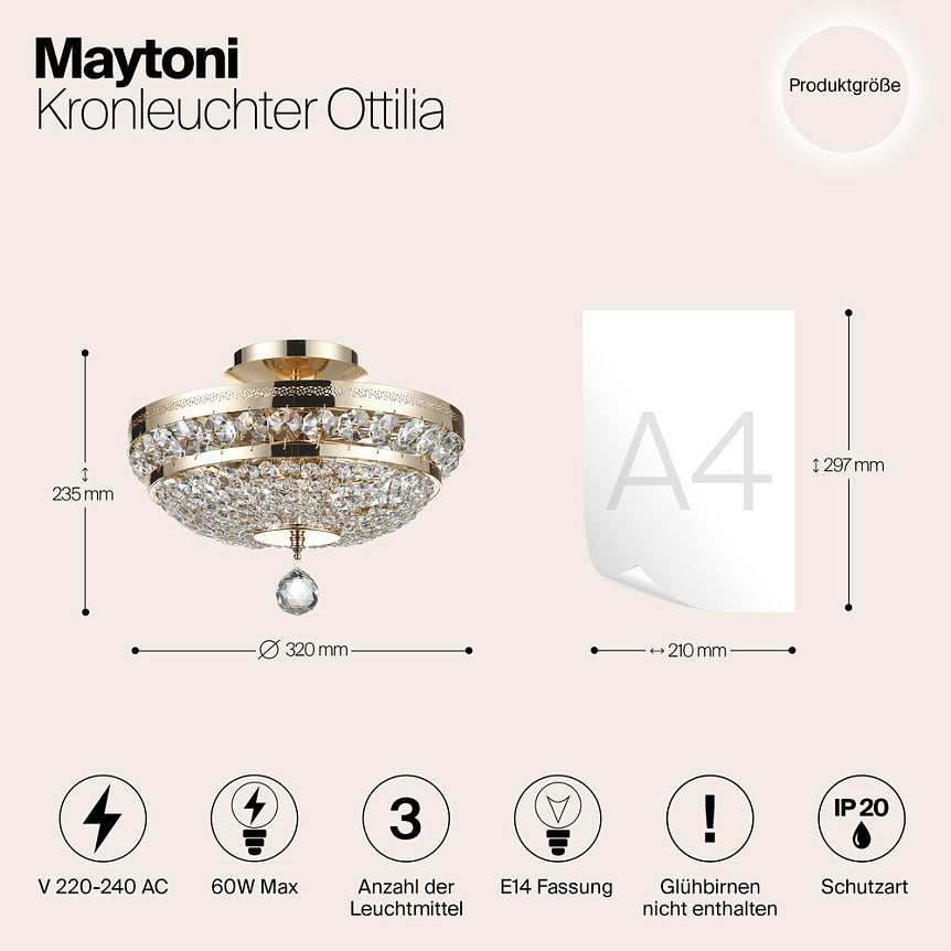 
Designer Chandelier "Ottilia" - 3-flame