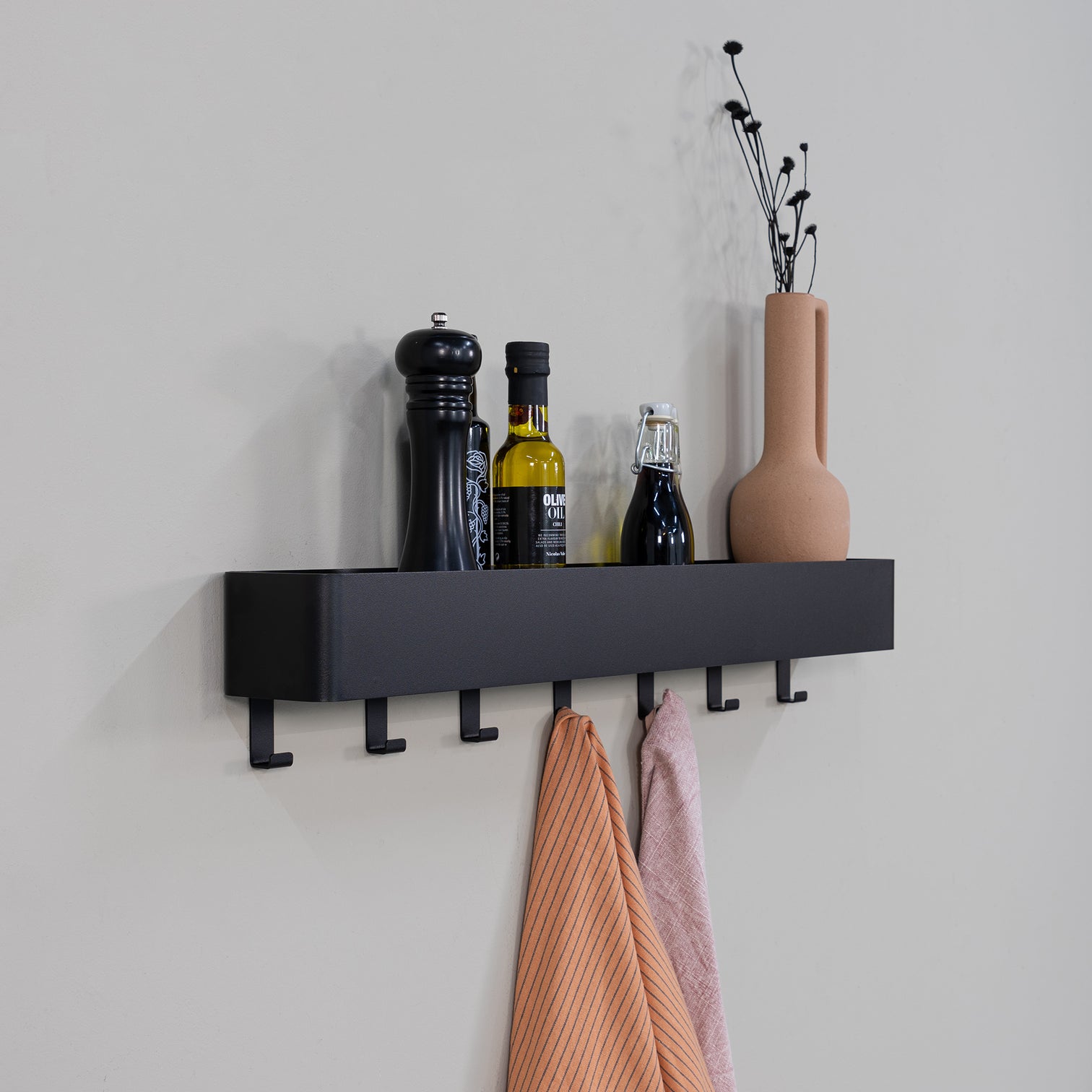 
Porte-manteau mural et étagère « Multi 7 » - Noir