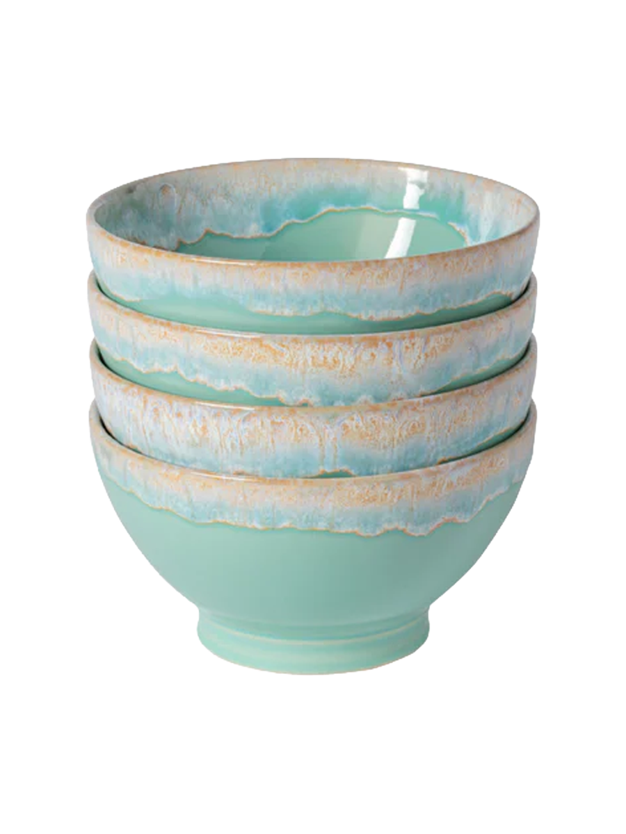 
Handmade "Latte Bowls", Set of 4 - Water