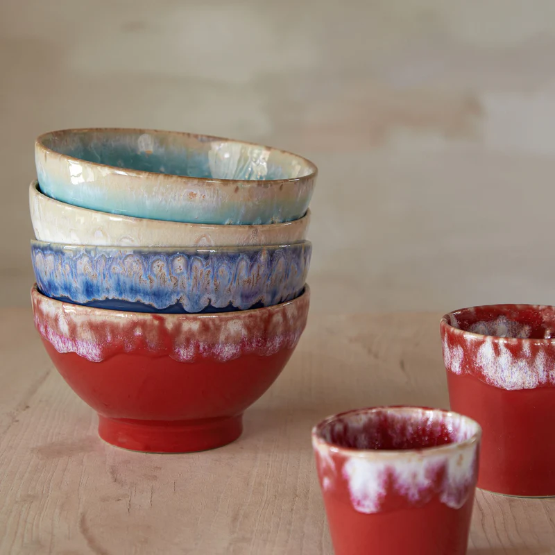 
Handmade "Latte Bowls", Set of 4 - Water