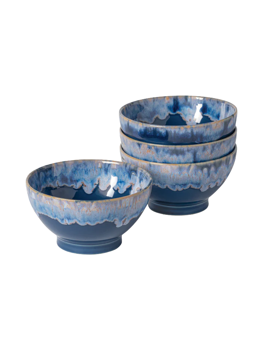 
Handmade "Latte Bowls", Set of 4 - Denim