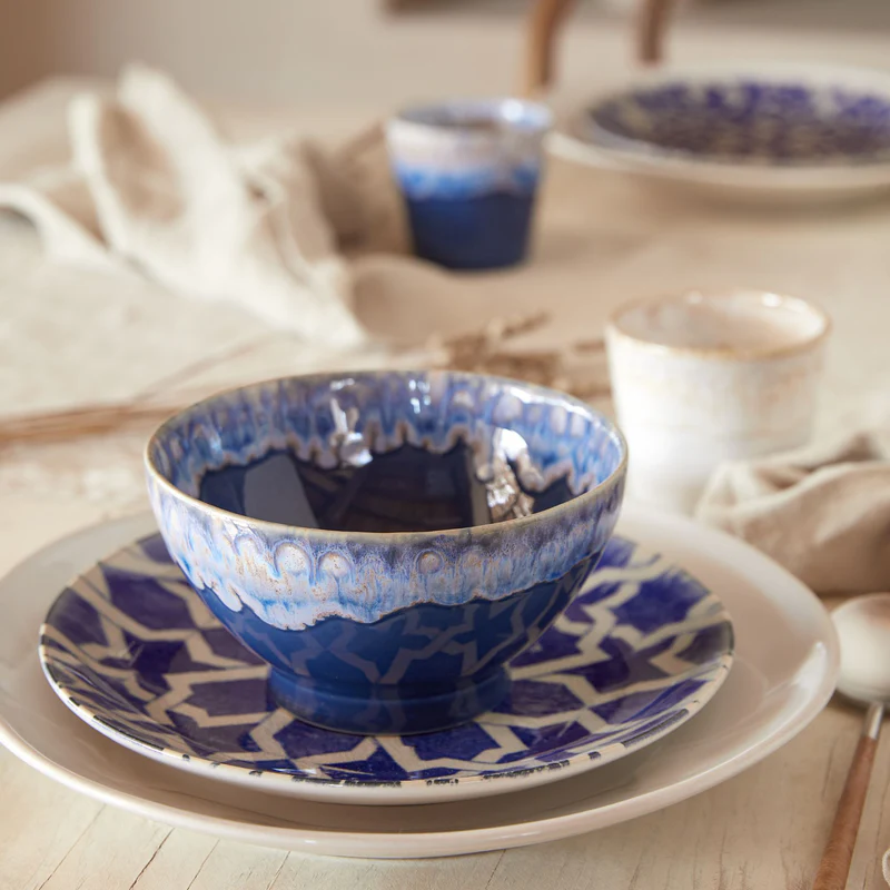 
Handmade "Latte Bowls", Set of 4 - Denim