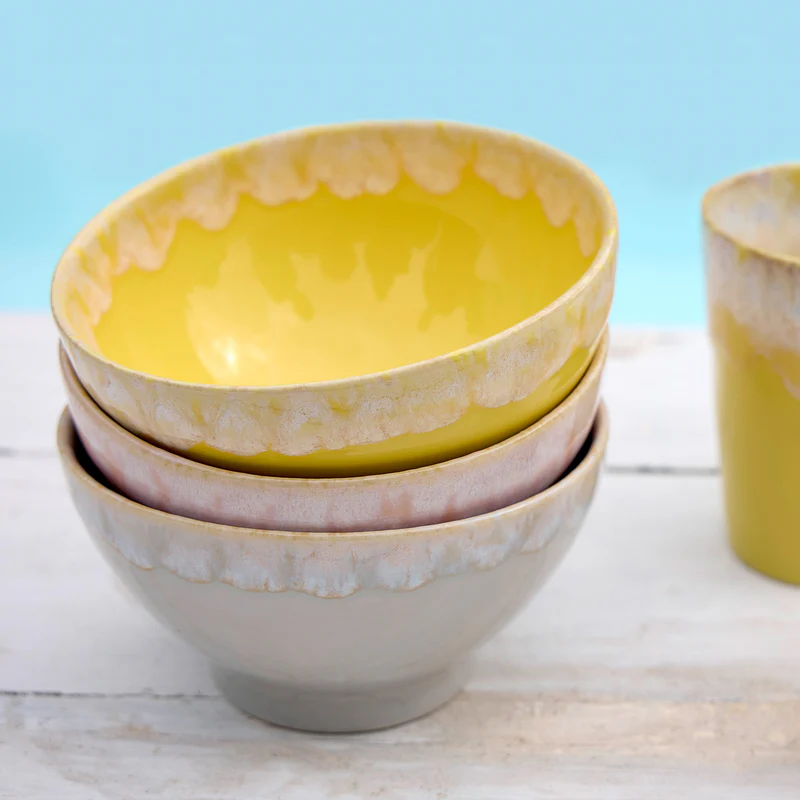 
Handmade "Latte Bowls", Set of 4 - Grey