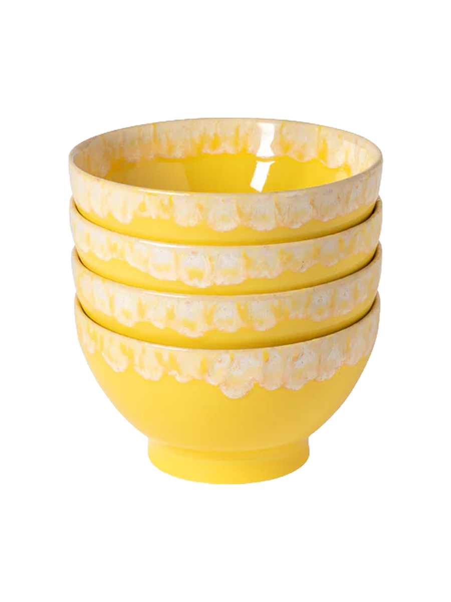 
Handmade "Latte Bowls", Set of 4 - Yellow