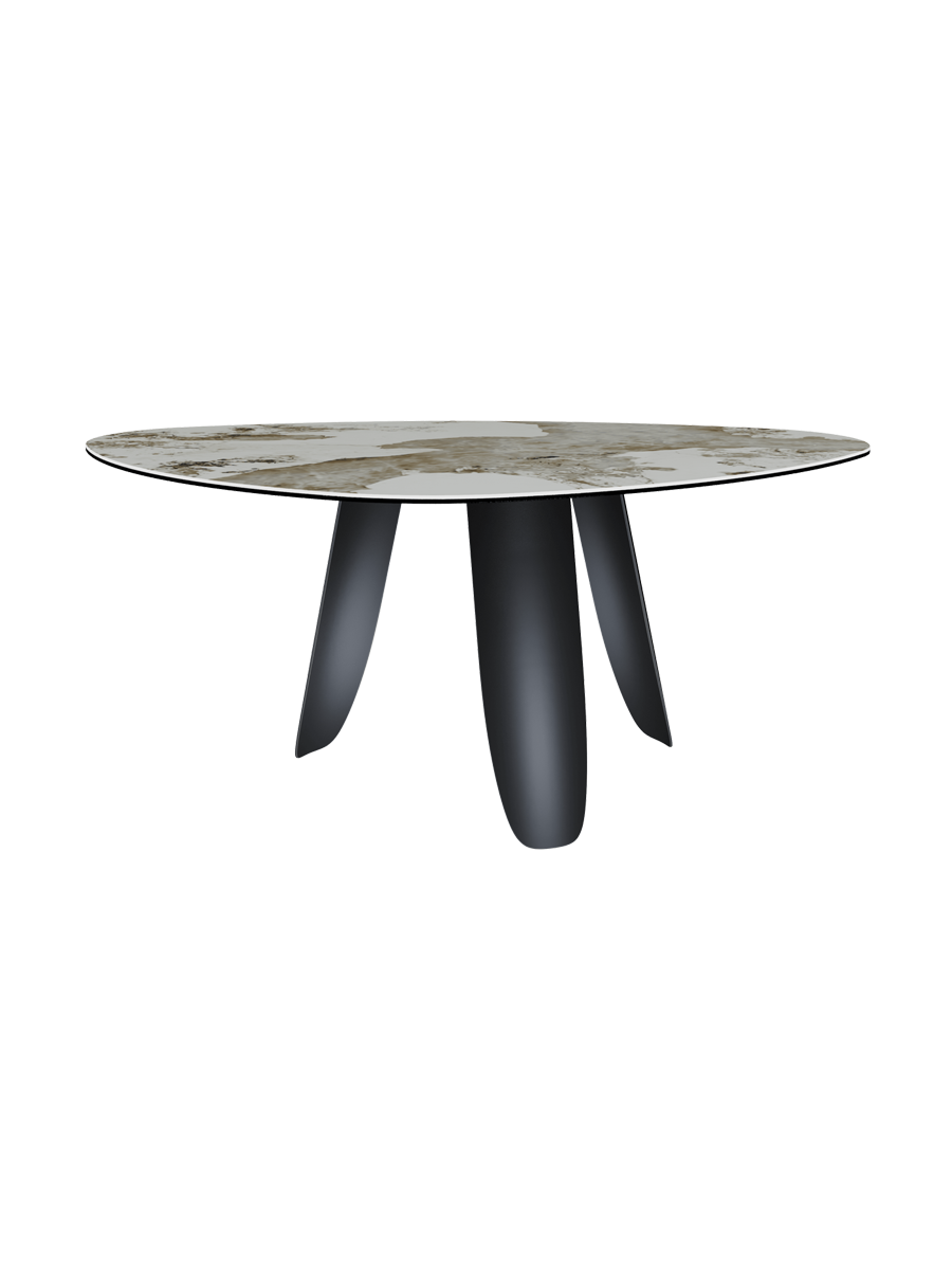 
Table à manger design « Bonifacio » en céramique, différentes tailles - Structure : Noir, Plateau : Calacatta brillant / 175 x 120 cm