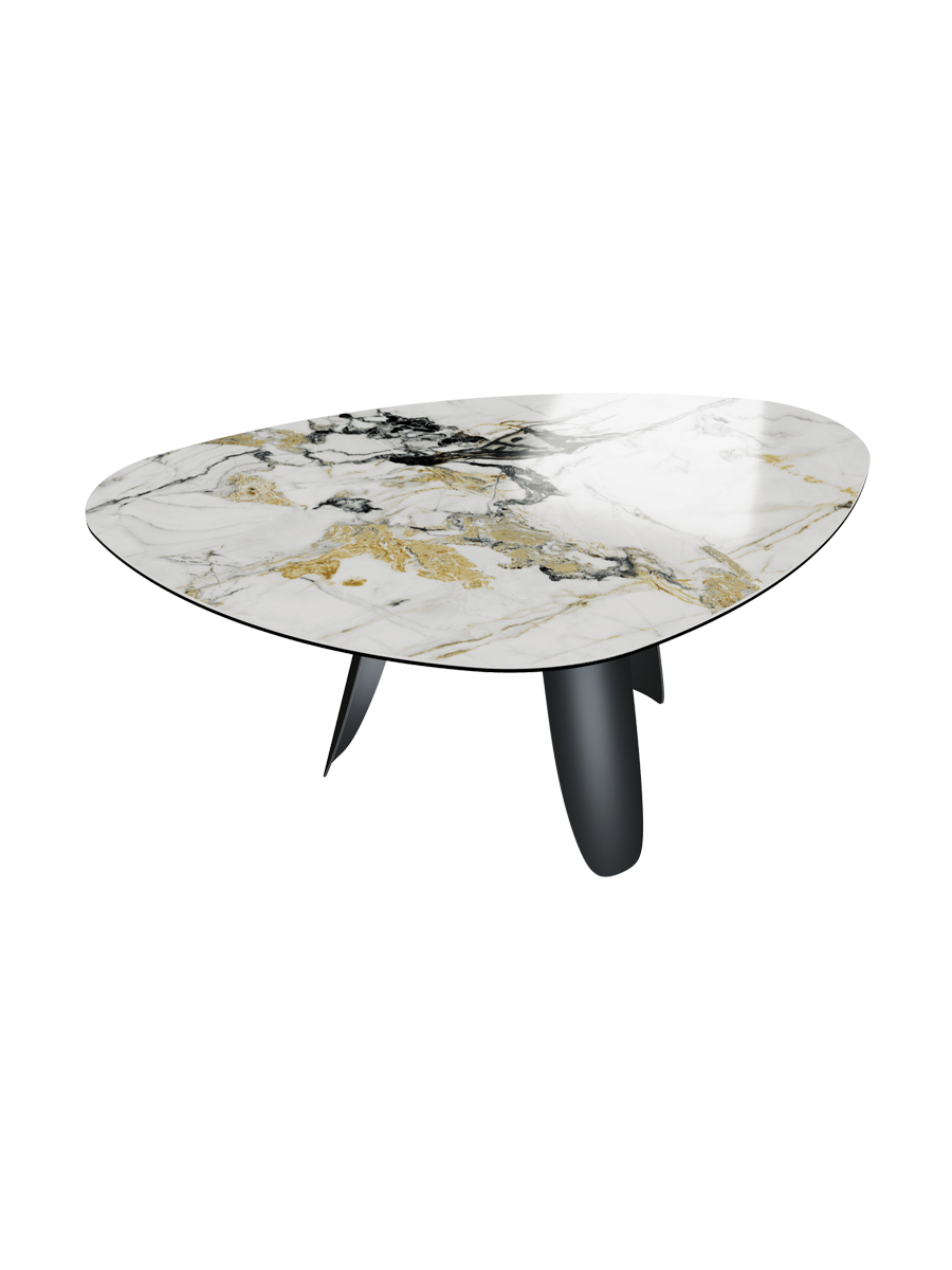 
Table à manger design « Bonifacio » en céramique, différentes tailles - Structure : Noir, Plateau : Calacatta brillant / 175 x 120 cm