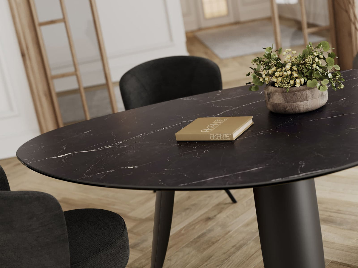 
Designer dining table "Bonifacio" made of ceramic, various sizes - Frame: Black, Tabletop: Marquina matte / 175 x 120 cm