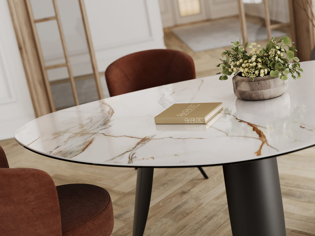 
Designer dining table "Bonifacio" made of ceramic, various sizes - Frame: Black, Tabletop: Fiorentino glossy / 175 x 120 cm