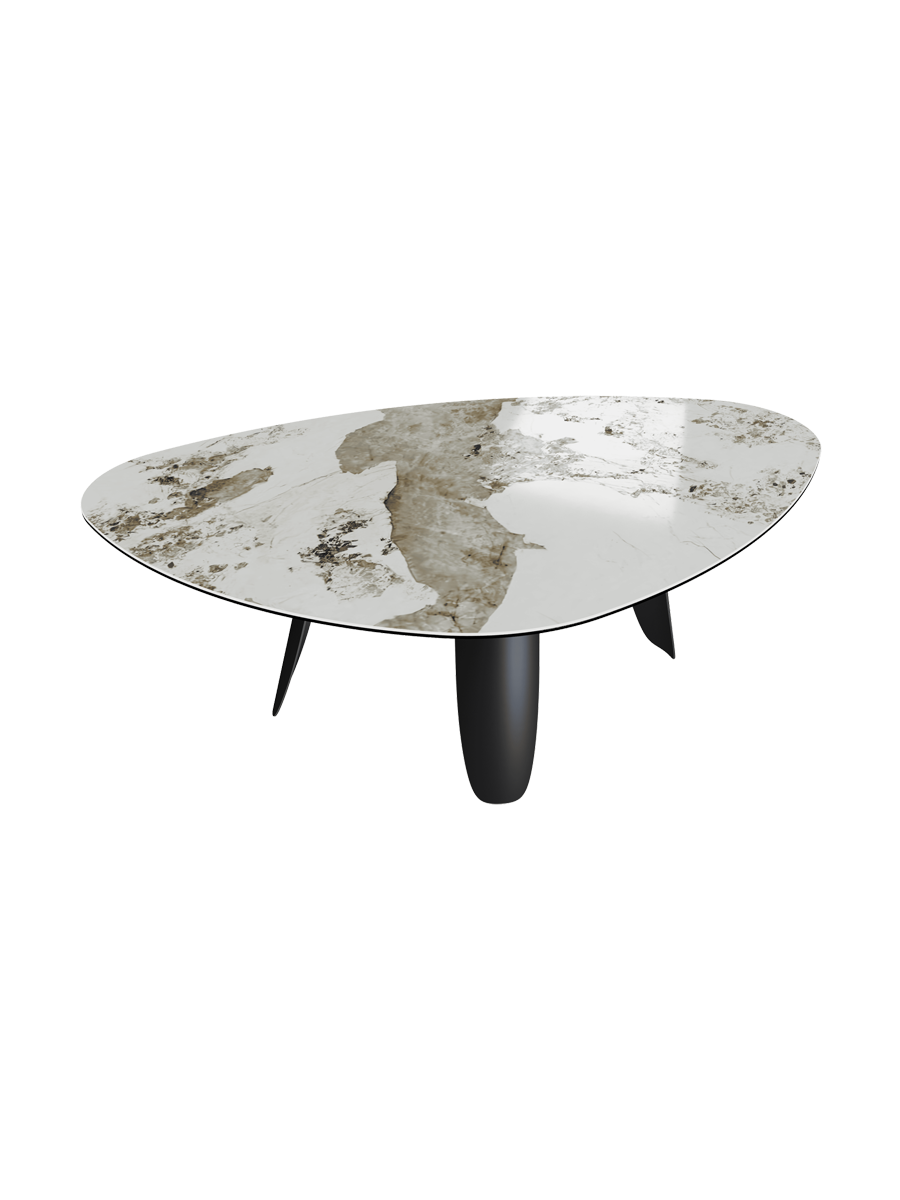 
Table à manger design « Bonifacio » en céramique, différentes tailles - Structure : Noir, Plateau : Calacatta brillant / 175 x 120 cm