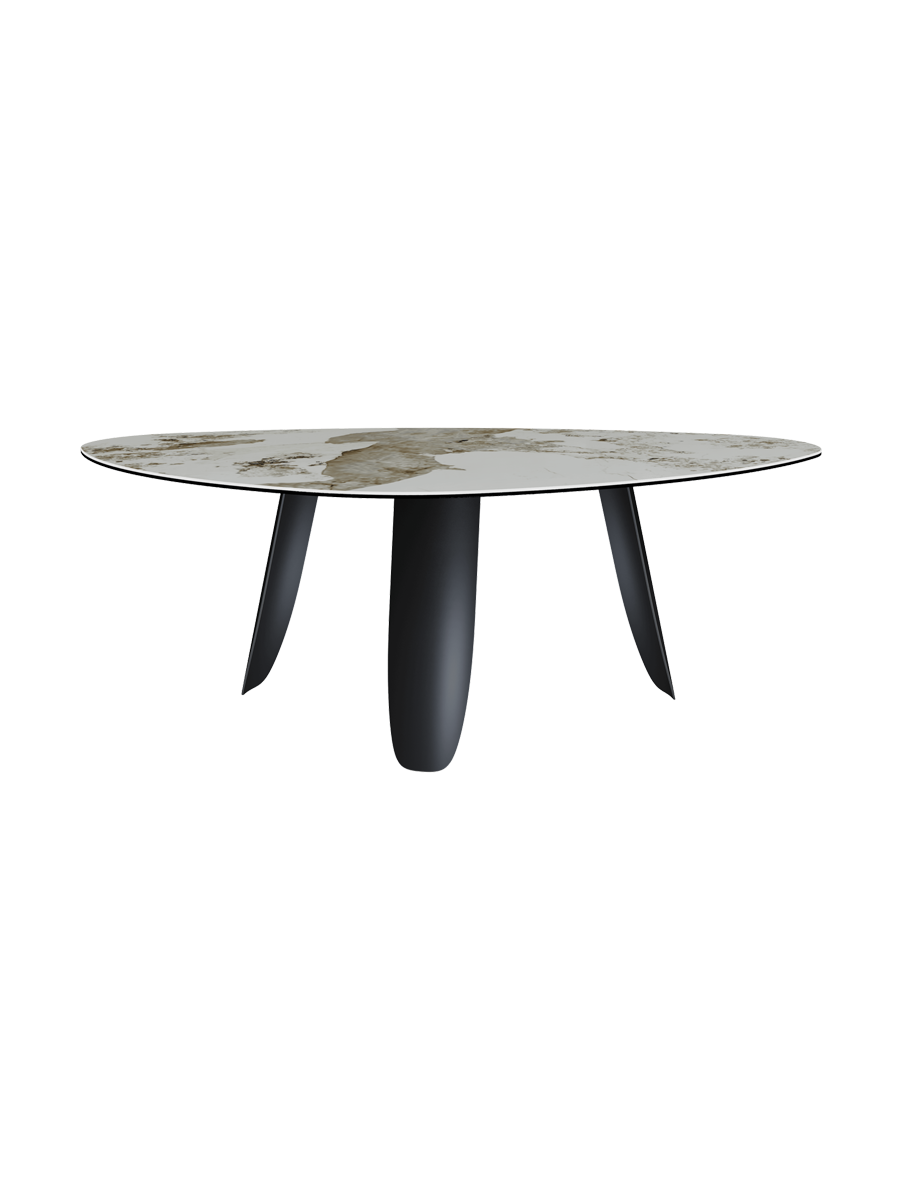 
Designer dining table "Bonifacio" made of ceramic, various sizes - Frame: Black, Tabletop: Calacatta glossy / 210 x 130 cm