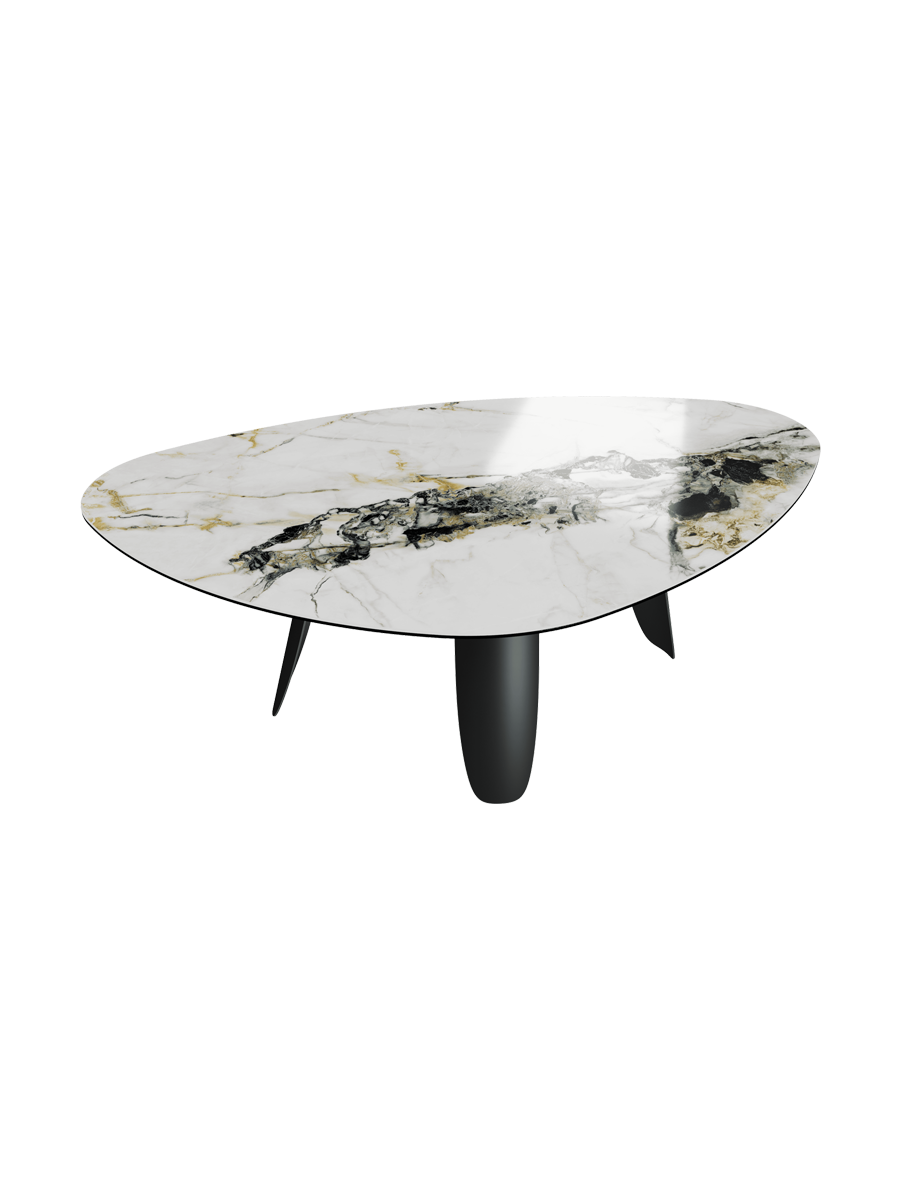 
Table à manger design « Bonifacio » en céramique, différentes tailles - Structure : Noir, Plateau : Calacatta brillant / 175 x 120 cm