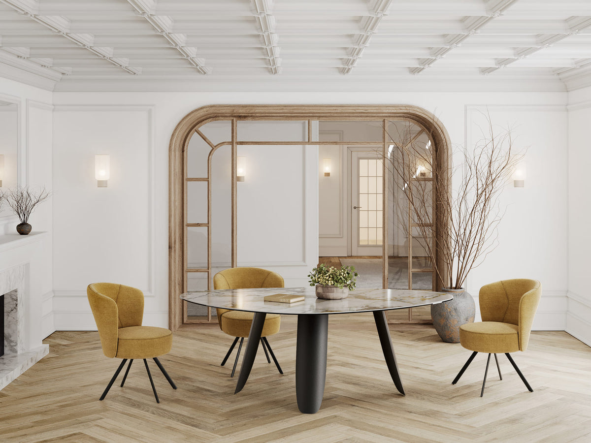 
Designer dining table "Bonifacio" made of ceramic, various sizes - Frame: Black, Tabletop: Doro glossy / 210 x 130 cm
