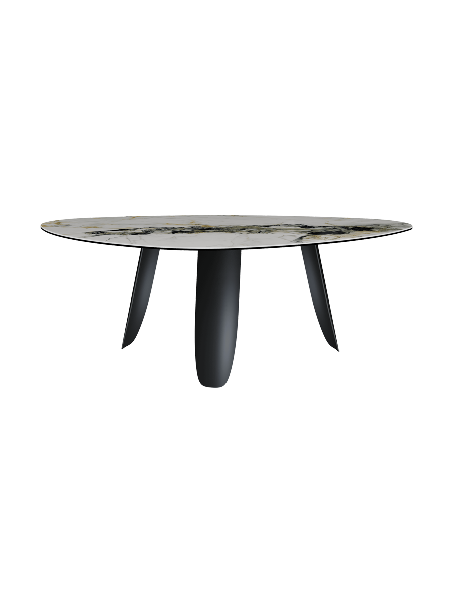 
Designer dining table "Bonifacio" made of ceramic, various sizes - Frame: Black, Tabletop: Doro glossy / 210 x 130 cm