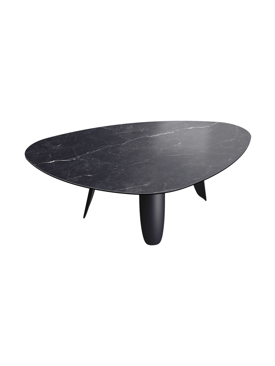 
Table à manger design « Bonifacio » en céramique, différentes tailles - Structure : Noir, Plateau : Calacatta brillant / 175 x 120 cm