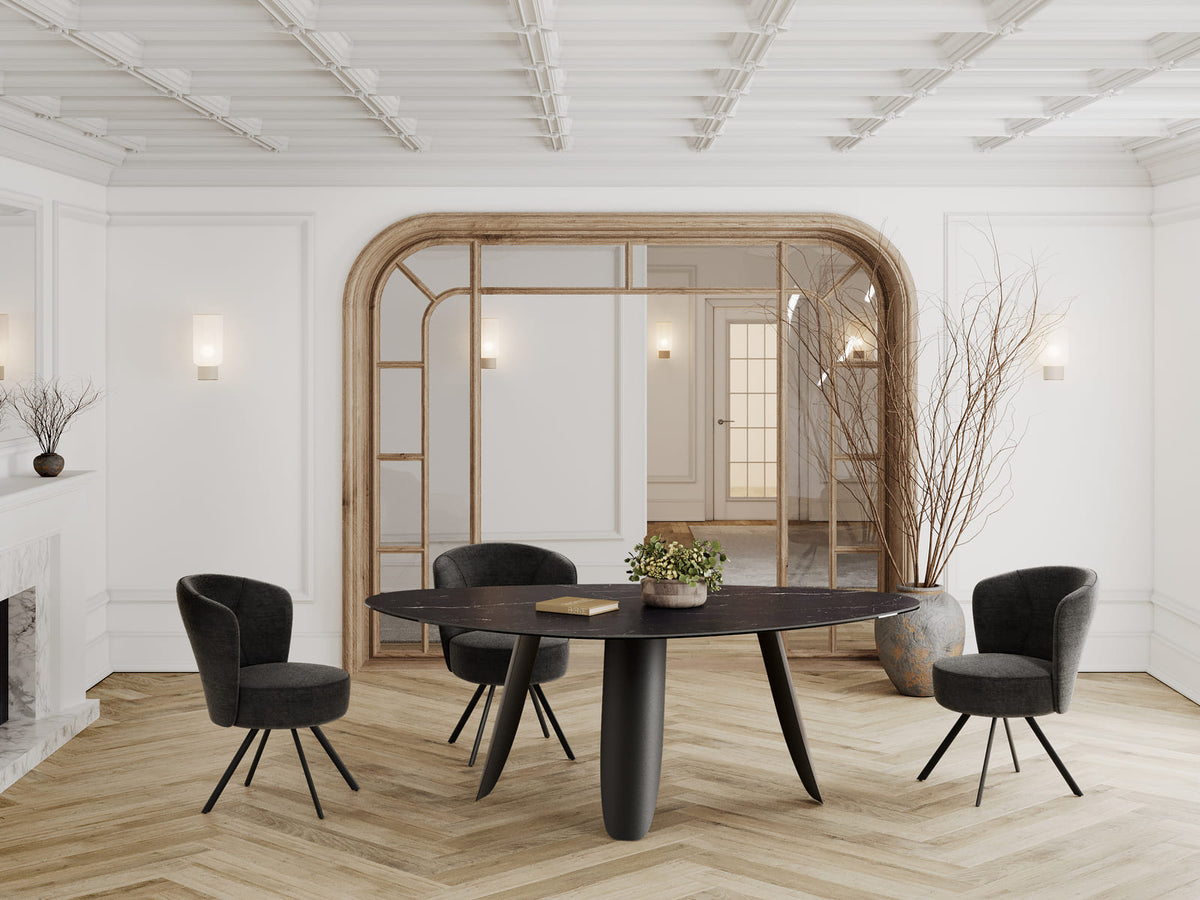 
Designer dining table "Bonifacio" made of ceramic, various sizes - Frame: Black, Tabletop: Marquina matte / 210 x 130 cm
