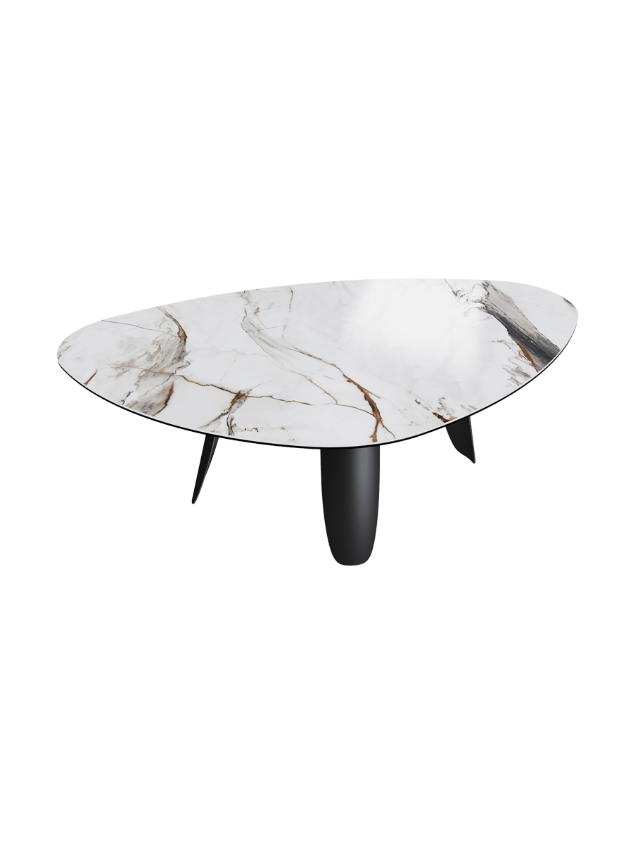 
Table à manger design « Bonifacio » en céramique, différentes tailles - Structure : Noir, Plateau : Calacatta brillant / 175 x 120 cm