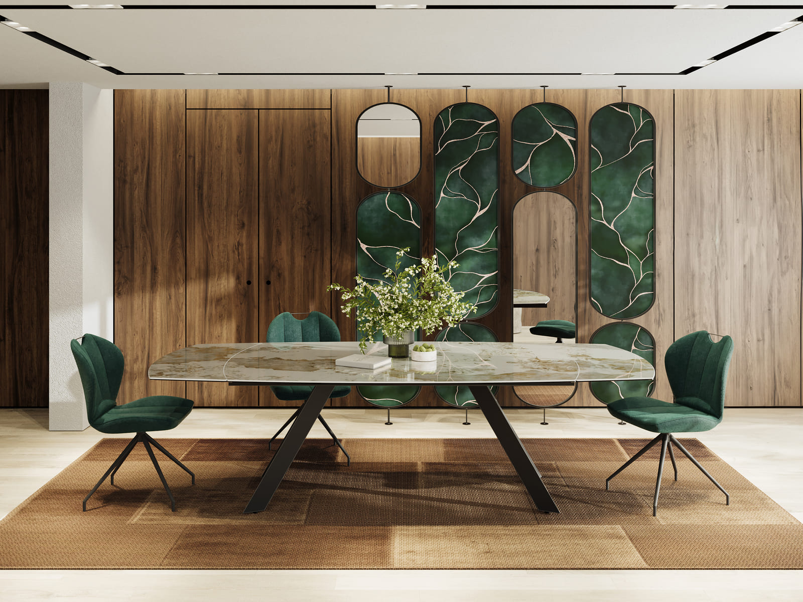 
Table à manger design extensible « Missouri » en céramique, 190-270 x 120 cm - Calcatta brillant
