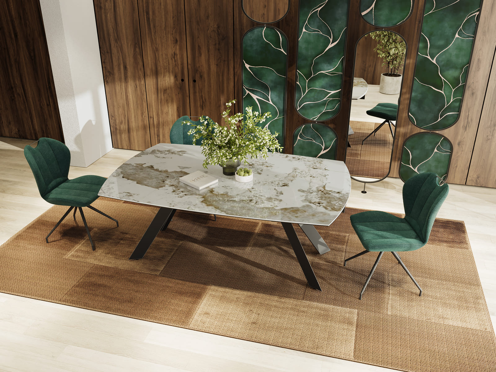 
Table à manger design extensible « Missouri » en céramique, 190-270 x 120 cm - Calcatta brillant