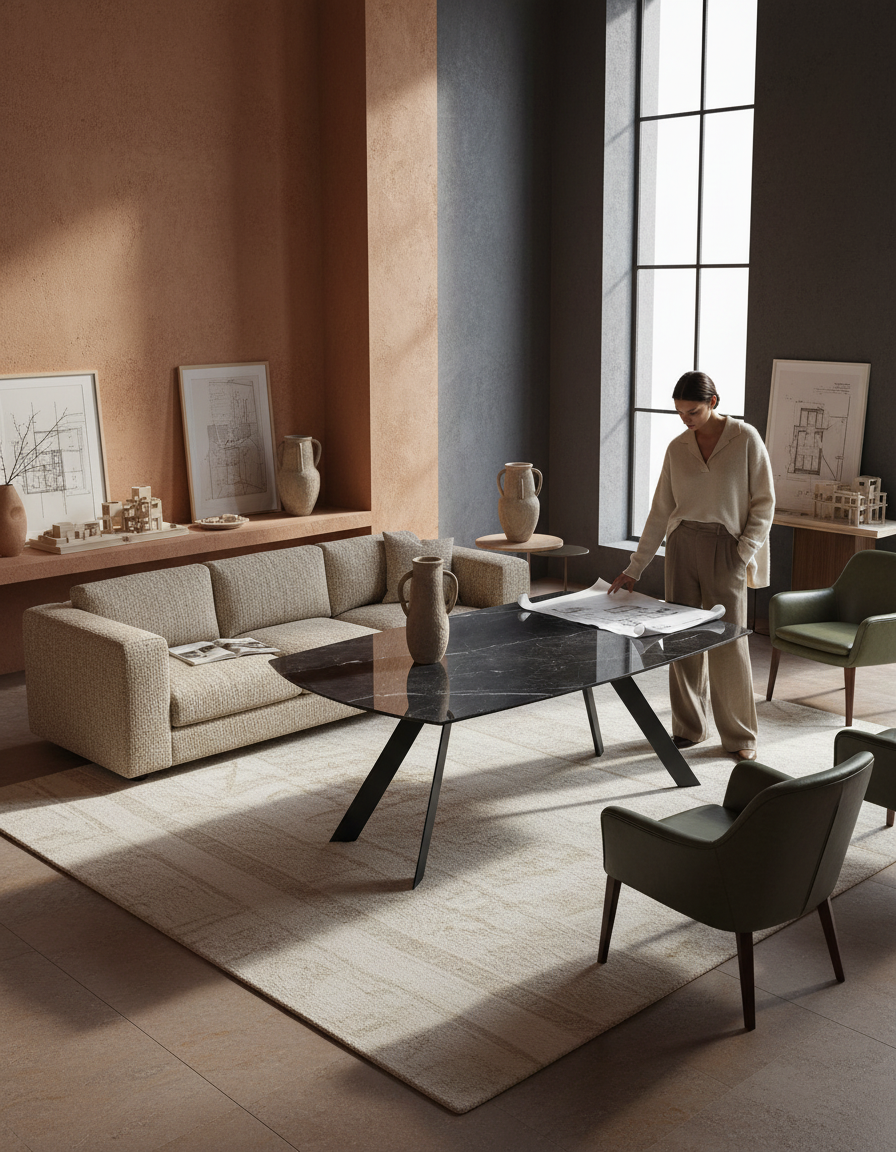 
Ausziehbarer Designer Esstisch „Missouri“ aus Keramik, 190-270 x 120 cm - Marquina matt