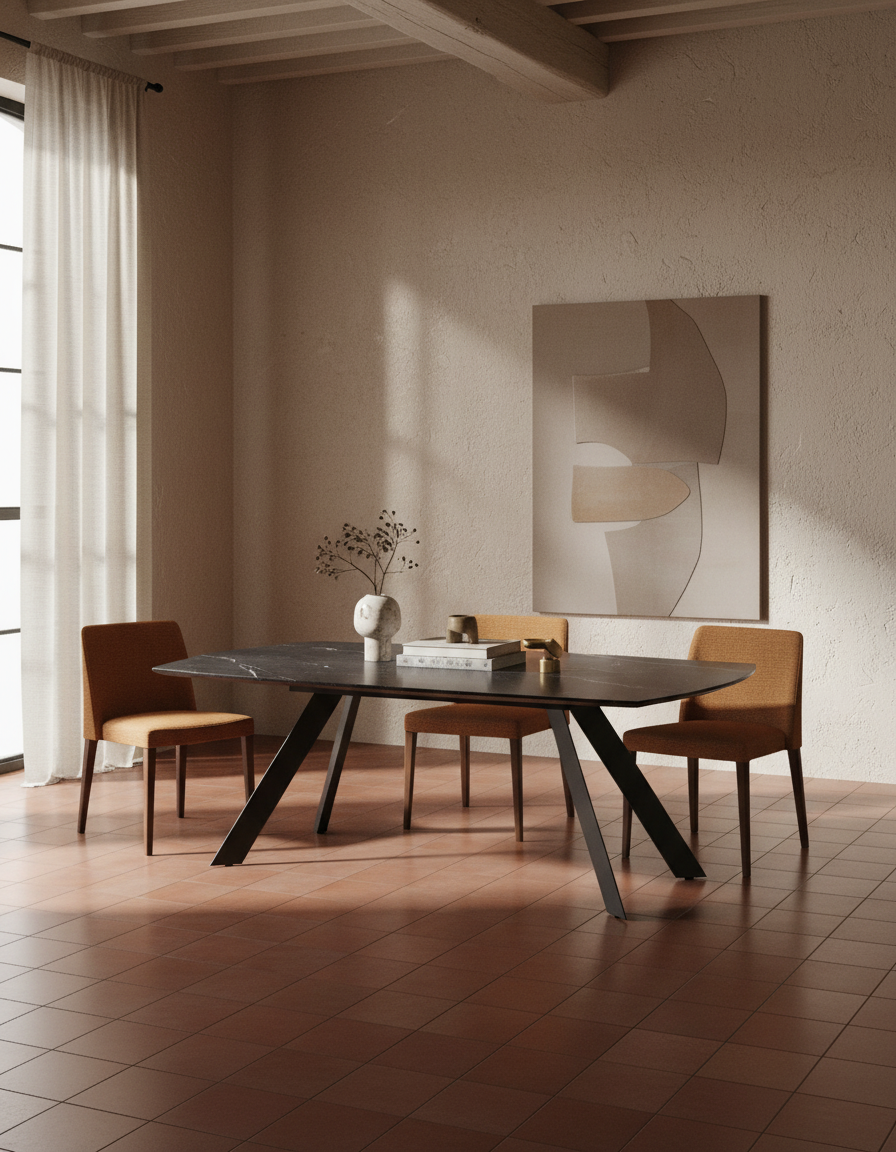 
Ausziehbarer Designer Esstisch „Missouri“ aus Keramik, 190-270 x 120 cm - Marquina matt
