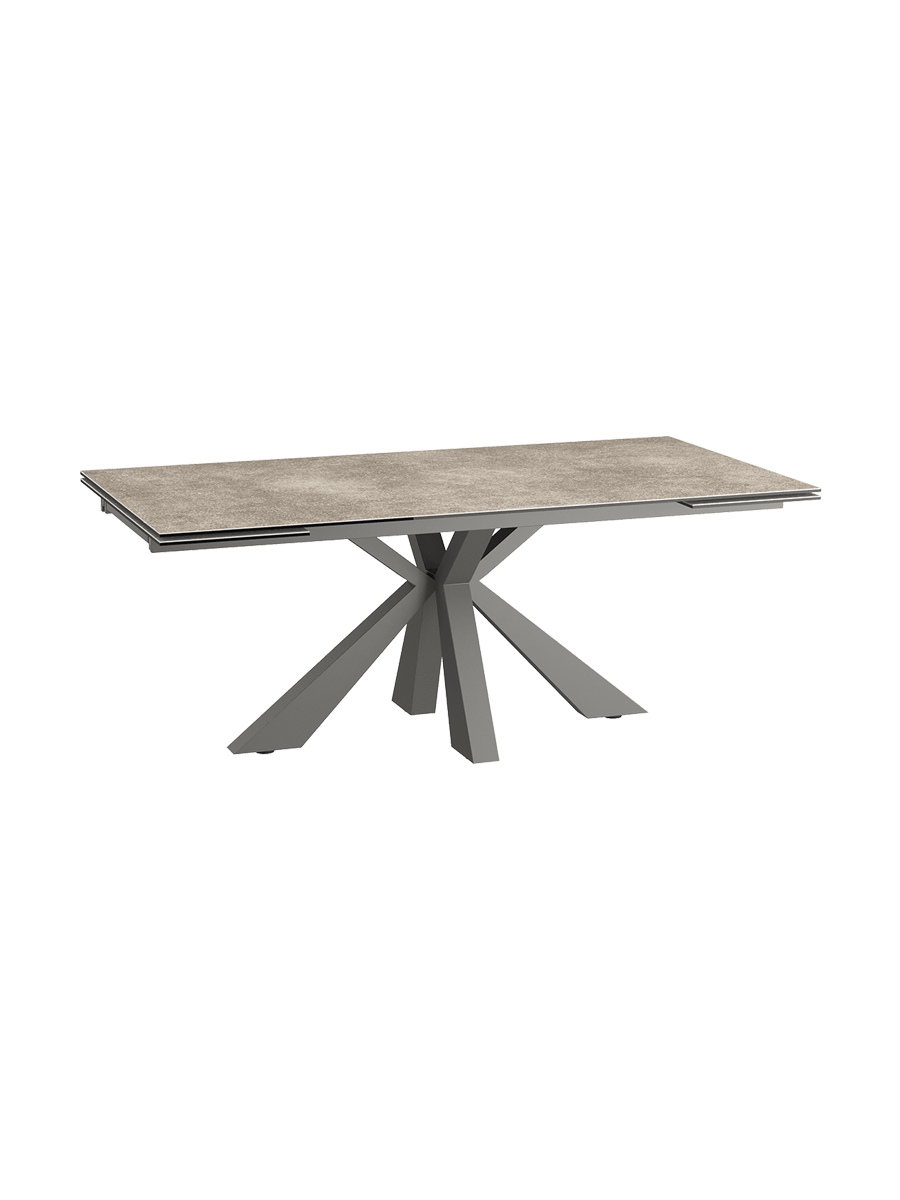 
Ausziehbarer Designer Esstisch „Ottawa“ aus Keramik, in verschiedenen Grössen - Gestell: Taupe, Tischplatte: Zemntgrau / 190-270 x 100 cm