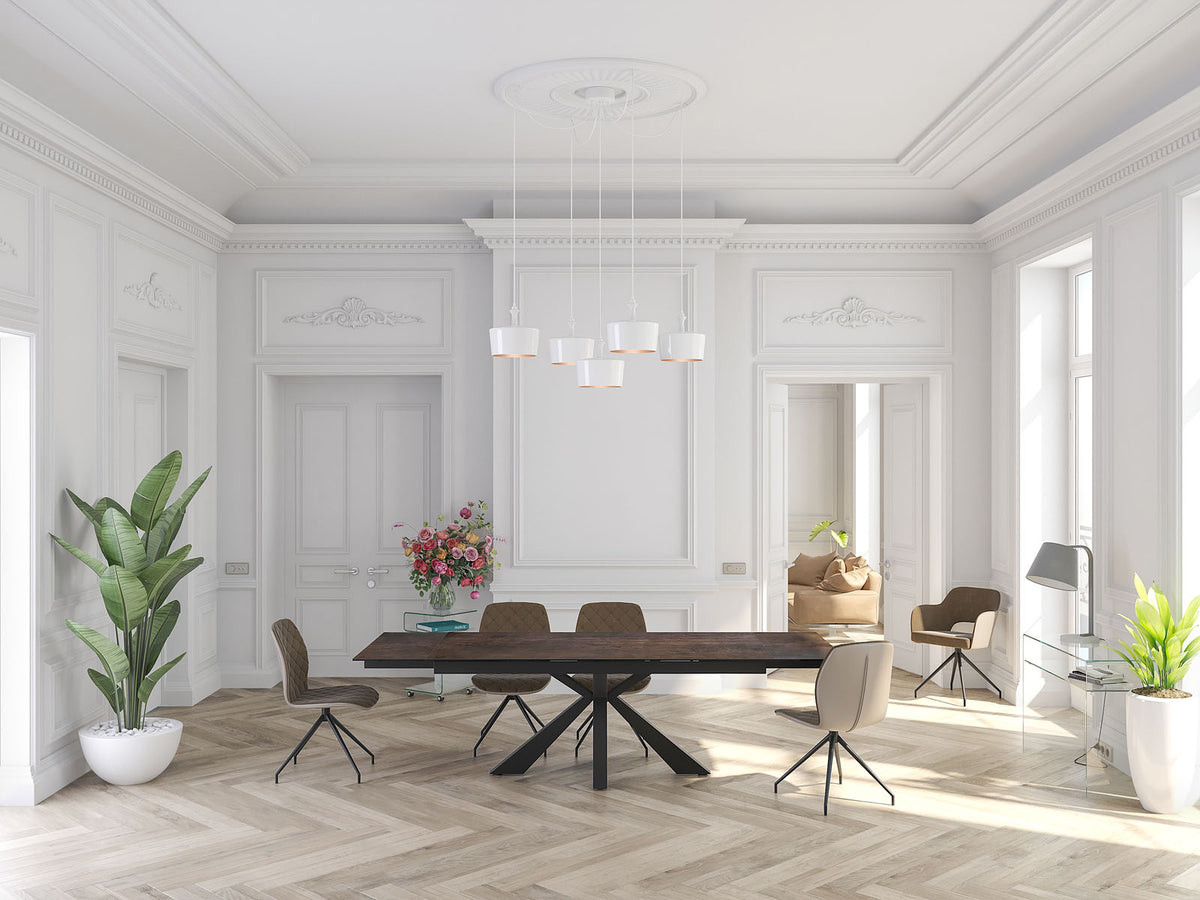 
Ausziehbarer Designer Esstisch „Ottawa“ aus Keramik, in verschiedenen Grössen - Dunkle Rostoptik / 190-270 x 100 cm