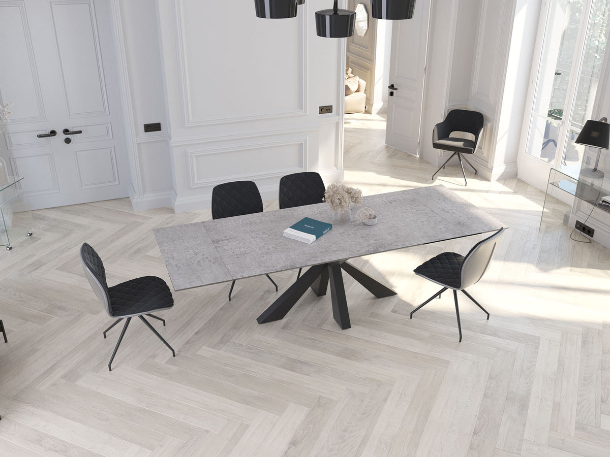 
Ausziehbarer Designer Esstisch „Ottawa“ aus Keramik, in verschiedenen Grössen - Silver / 190-270 x 100 cm