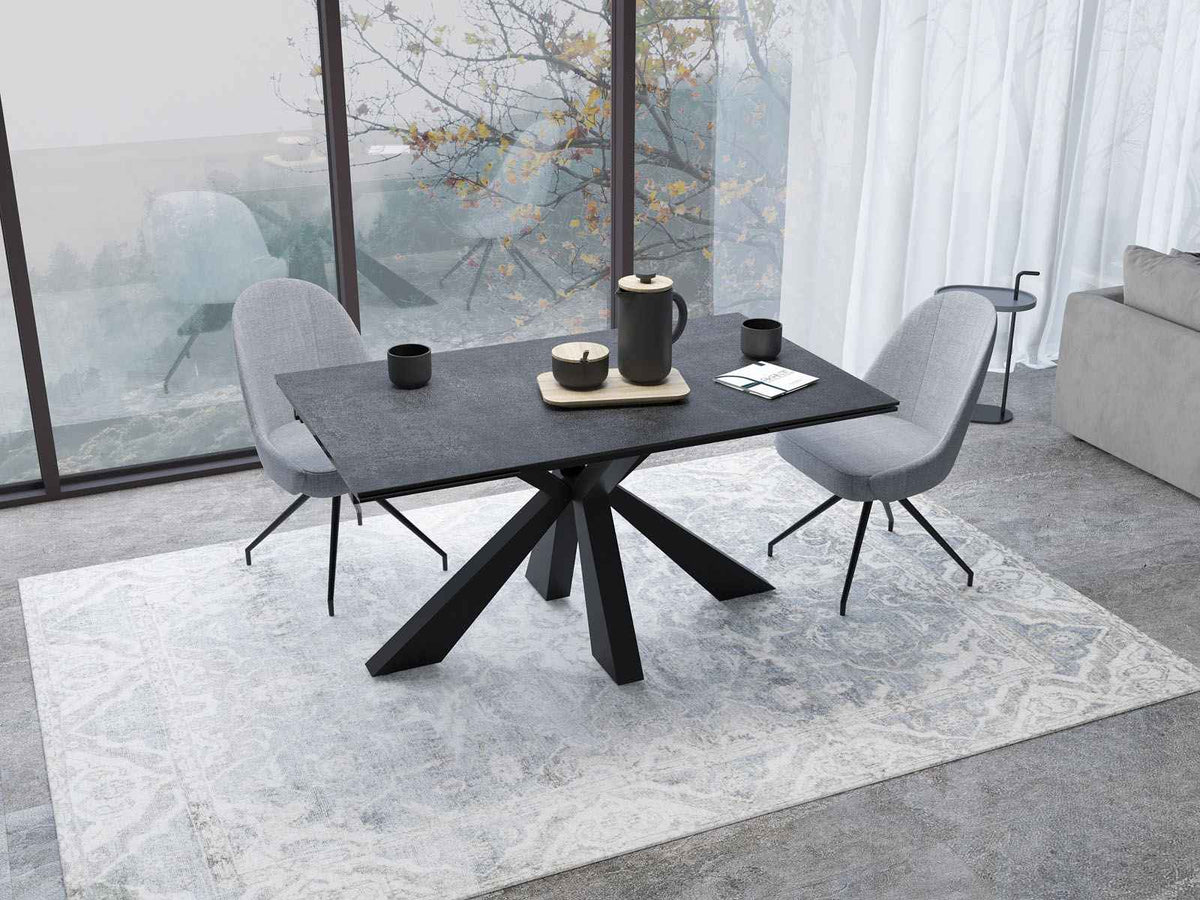 
Ausziehbarer Designer Esstisch „Ottawa“ aus Keramik, in verschiedenen Grössen - Titan / 190-270 x 100 cm