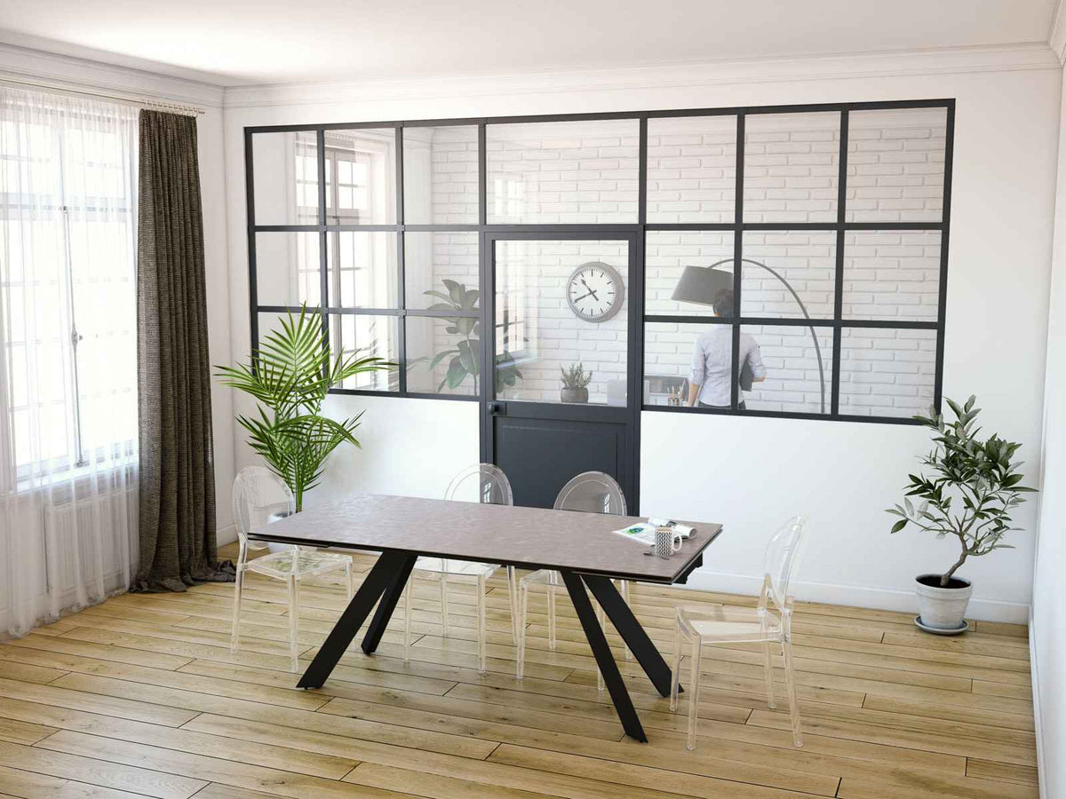 
Extendable Designer Dining Table "Ontario" with Ceramic Tabletop, Various Sizes - Cement Grey / 190-270 x 100 cm