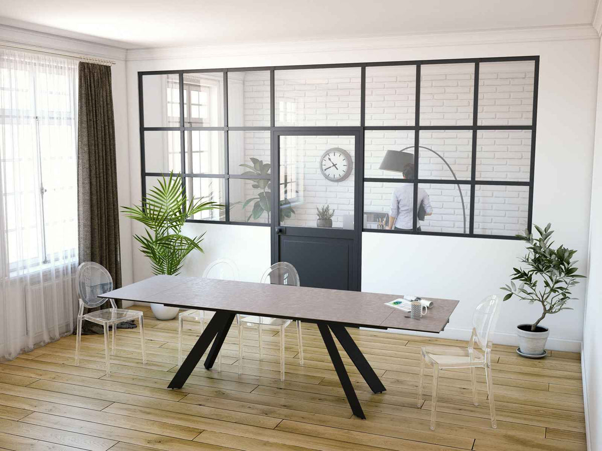 
Extendable Designer Dining Table "Ontario" with Ceramic Tabletop, Various Sizes - Cement Grey / 190-270 x 100 cm