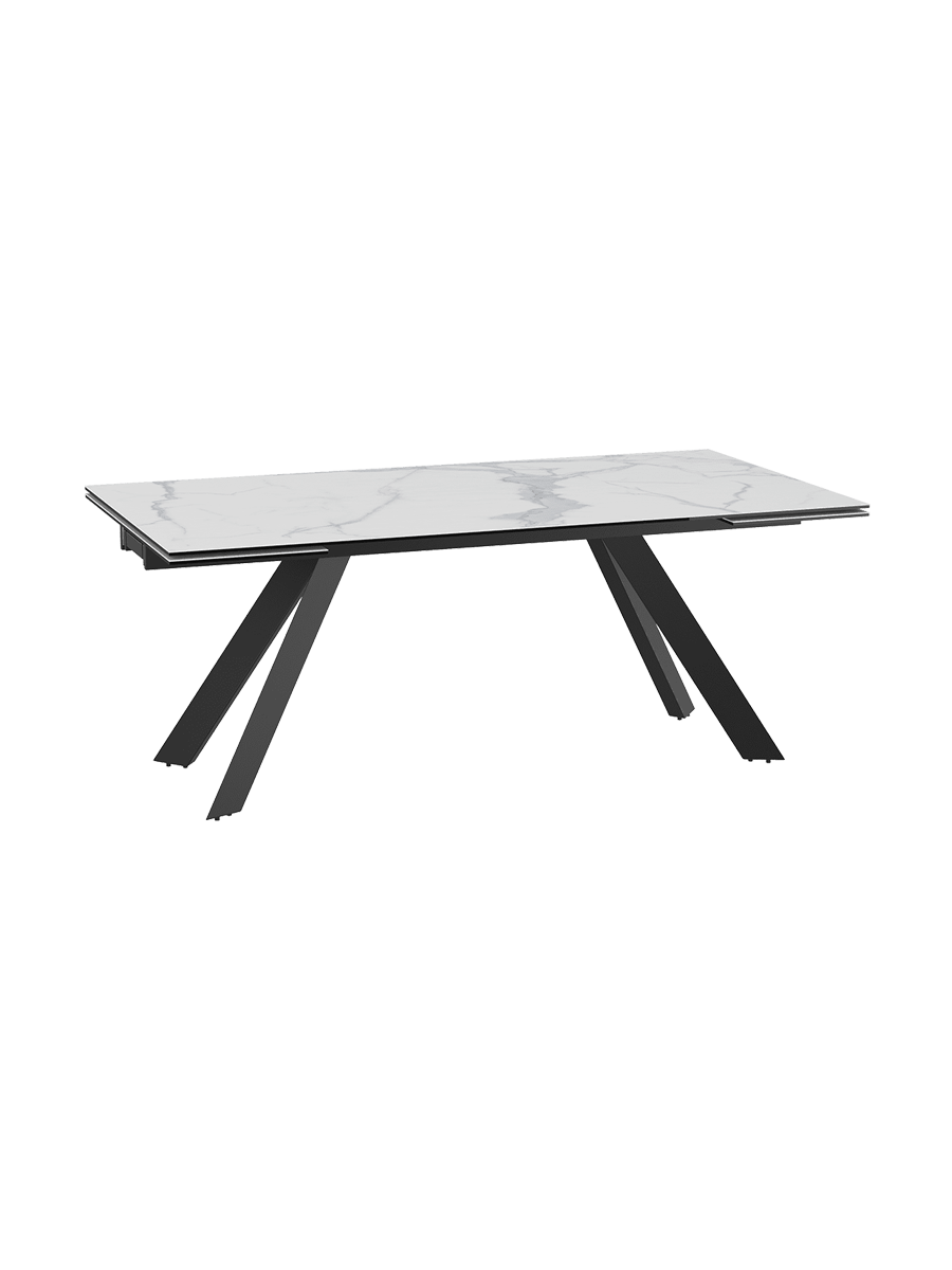 
Ausziehbarer Designer Esstisch „Ontario“ mit Keramik-Tischplatte, verschiedene Grössen - Marmoroptik Weiss / 190-270 x 100 cm