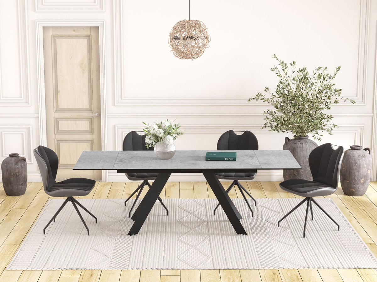 
Ausziehbarer Designer Esstisch „Ontario“ mit Keramik-Tischplatte, verschiedene Grössen - Silver / 190-270 x 100 cm