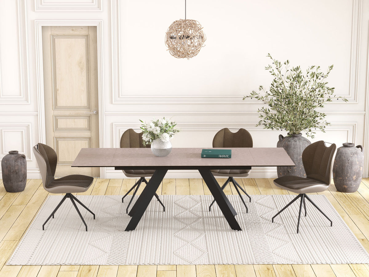 
Ausziehbarer Designer Esstisch „Ontario“ mit Keramik-Tischplatte, verschiedene Grössen - Zementgrau / 150-230 x 100 cm