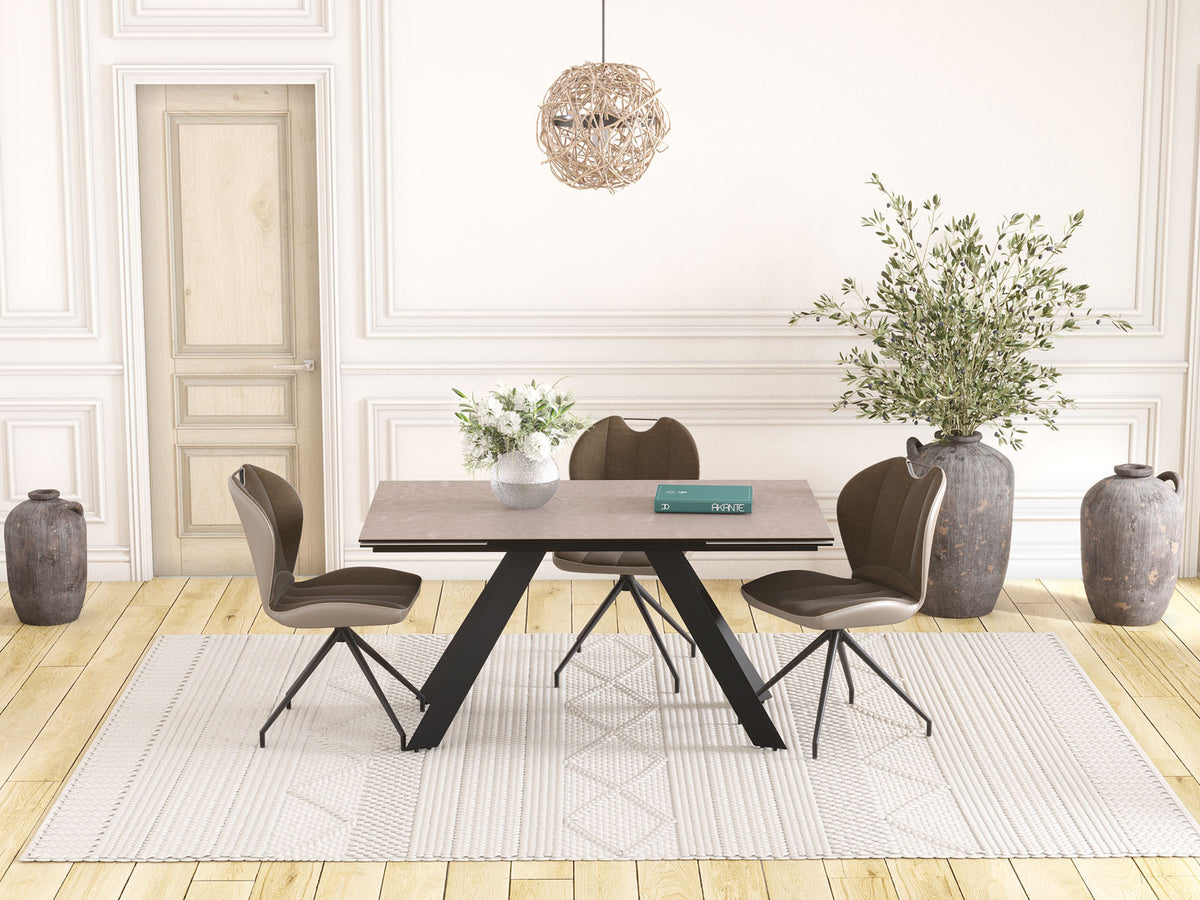 
Ausziehbarer Designer Esstisch „Ontario“ mit Keramik-Tischplatte, verschiedene Grössen - Zementgrau / 150-230 x 100 cm