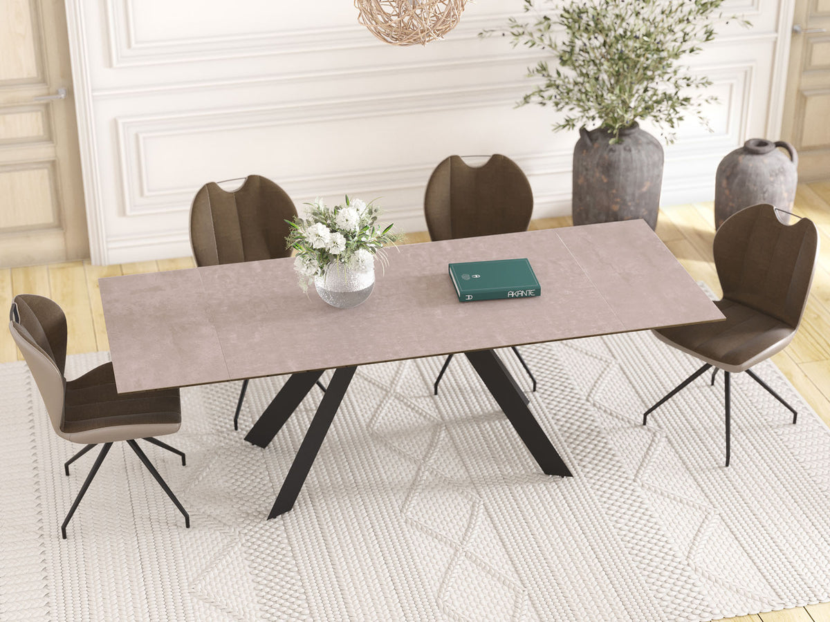 
Ausziehbarer Designer Esstisch „Ontario“ mit Keramik-Tischplatte, verschiedene Grössen - Zementgrau / 150-230 x 100 cm