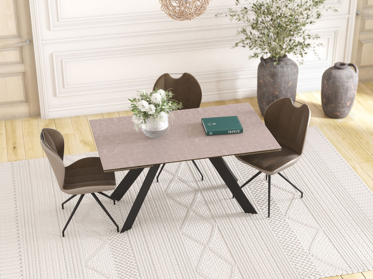 
Ausziehbarer Designer Esstisch „Ontario“ mit Keramik-Tischplatte, verschiedene Grössen - Zementgrau / 150-230 x 100 cm