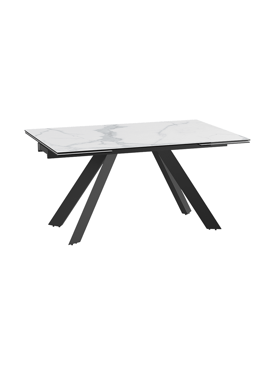 
Ausziehbarer Designer Esstisch „Ontario“ mit Keramik-Tischplatte, verschiedene Grössen - Marmoroptik Weiss / 150-230 x 100 cm