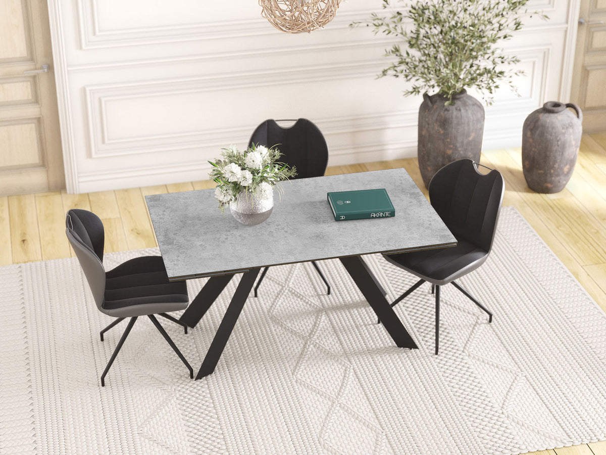 
Ausziehbarer Designer Esstisch „Ontario“ mit Keramik-Tischplatte, verschiedene Grössen - Silver / 150-230 x 100 cm