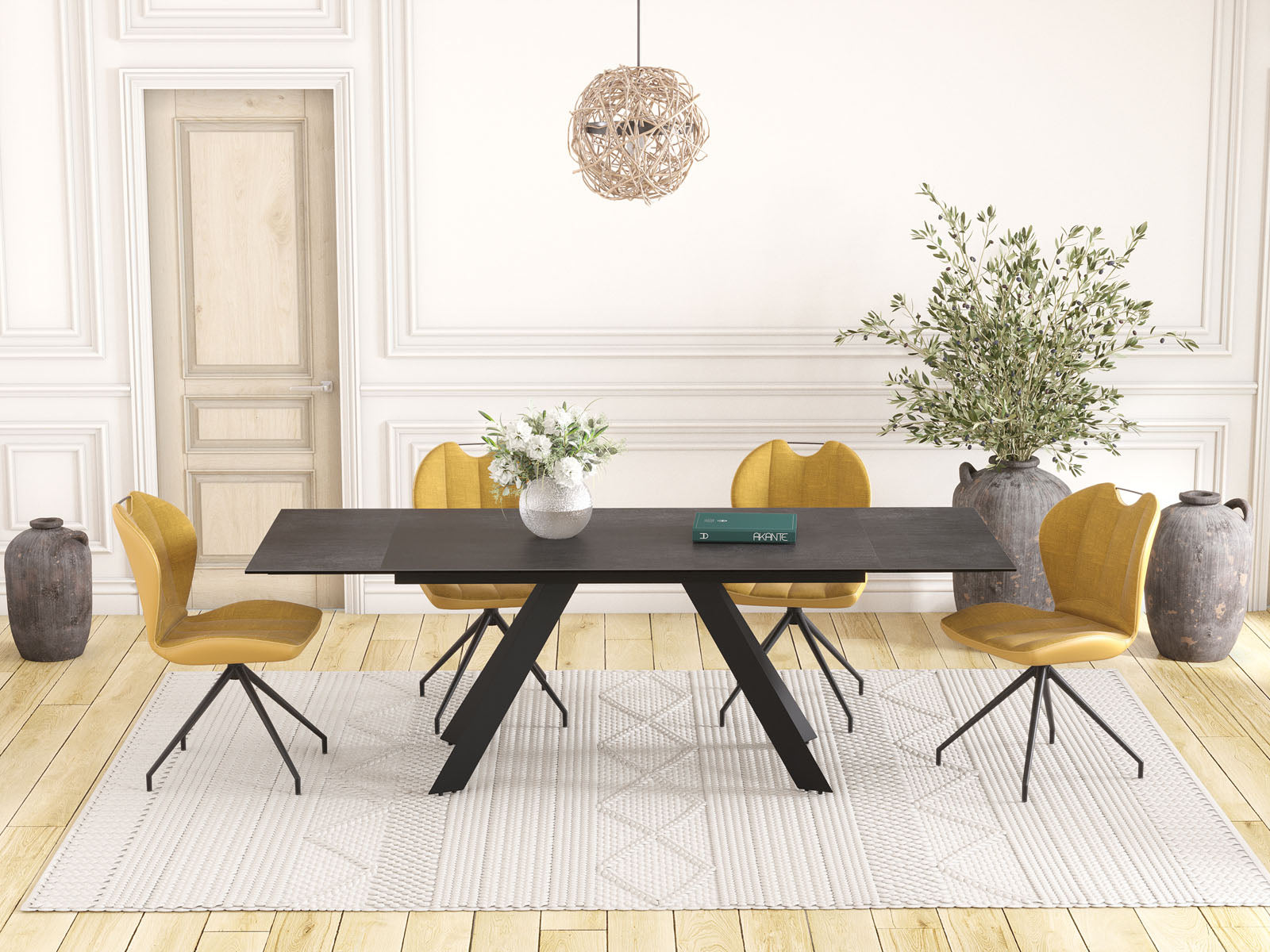 
Table à manger extensible design « Ontario » avec plateau en céramique, différentes tailles - Titane / 150-230 x 100 cm